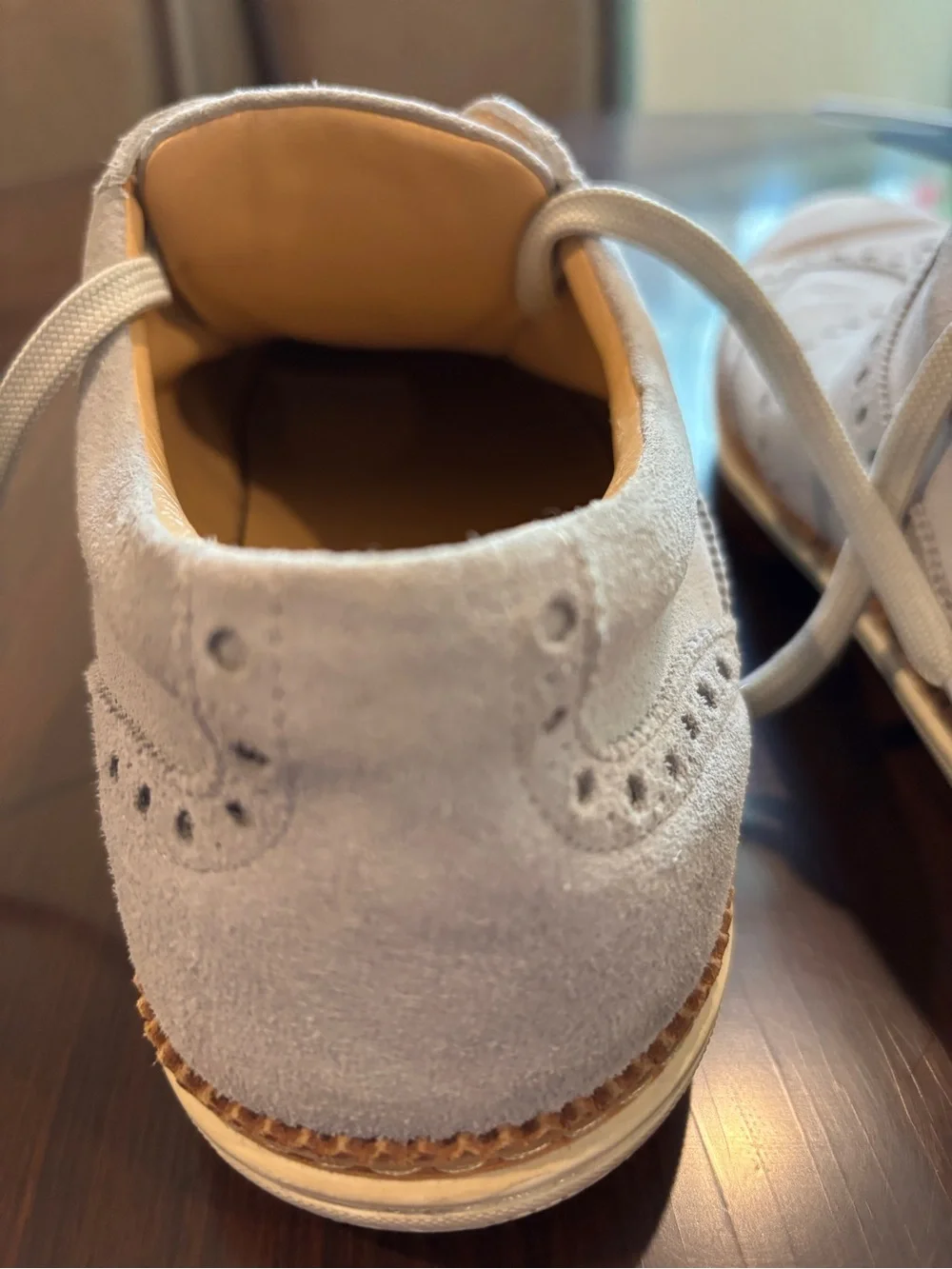 Louis Vuitton Light Gray Suede Wingtip Derby Shoes